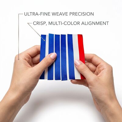 Colorfast Wash Resistant Woven Clothing Labels Fade Proof 50 Washes Garment Tags Custom Logo