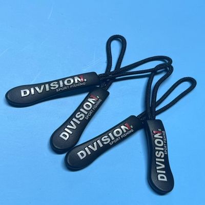 Hitam Plastik Gantung Karet Nylon Zipper Puller Strings OEM
