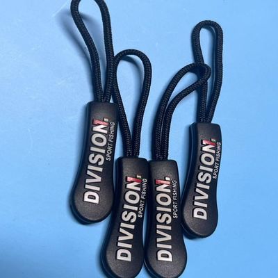 Hitam Plastik Gantung Karet Nylon Zipper Puller Strings OEM