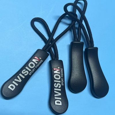 Hitam Plastik Gantung Karet Nylon Zipper Puller Strings OEM