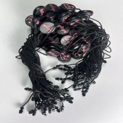 Tailor Made Elastis Knotted Hitam Hang Tag String Tali Aksesoris Custom
