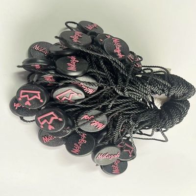 Tailor Made Elastis Knotted Hitam Hang Tag String Tali Aksesoris Custom