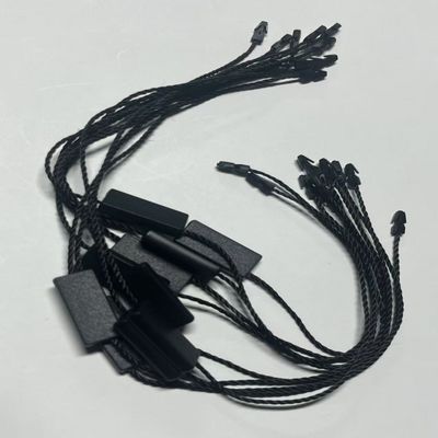 Customized Flexible Swing Hitam Hang Tag String Untuk Pakaian Garment