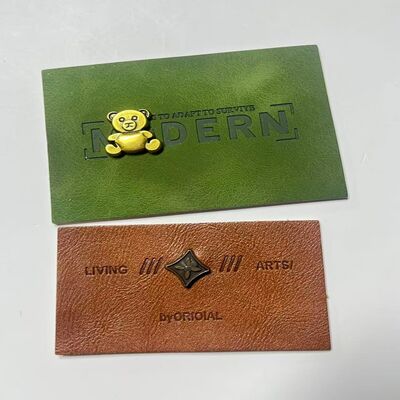 Kustomisasi Label Kulit Custom Embossed Label Kulit Pribadi tahan lama untuk aksesoris pakaian dan proyek kerajinan