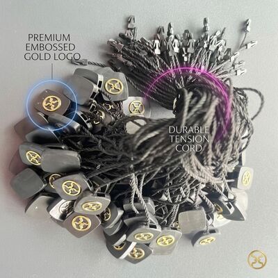 Ketahanan tinggi Black Hang Tag String 0.2mm Ketebalan 0.2 inci Lebar Dirancang untuk aman Menempelkan Label Pakaian